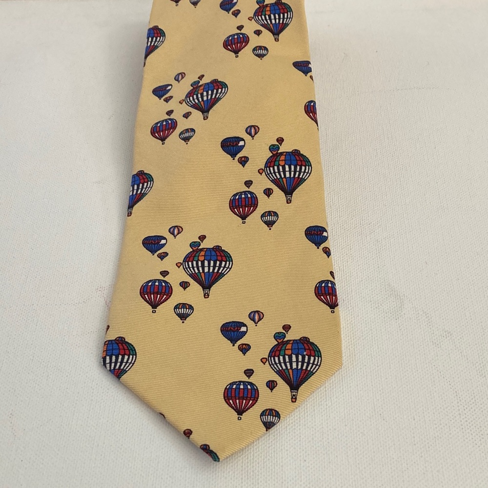 Hilditch & Key London saks fifth ave butter Yellow Hot Air Balloon Tie rare hand